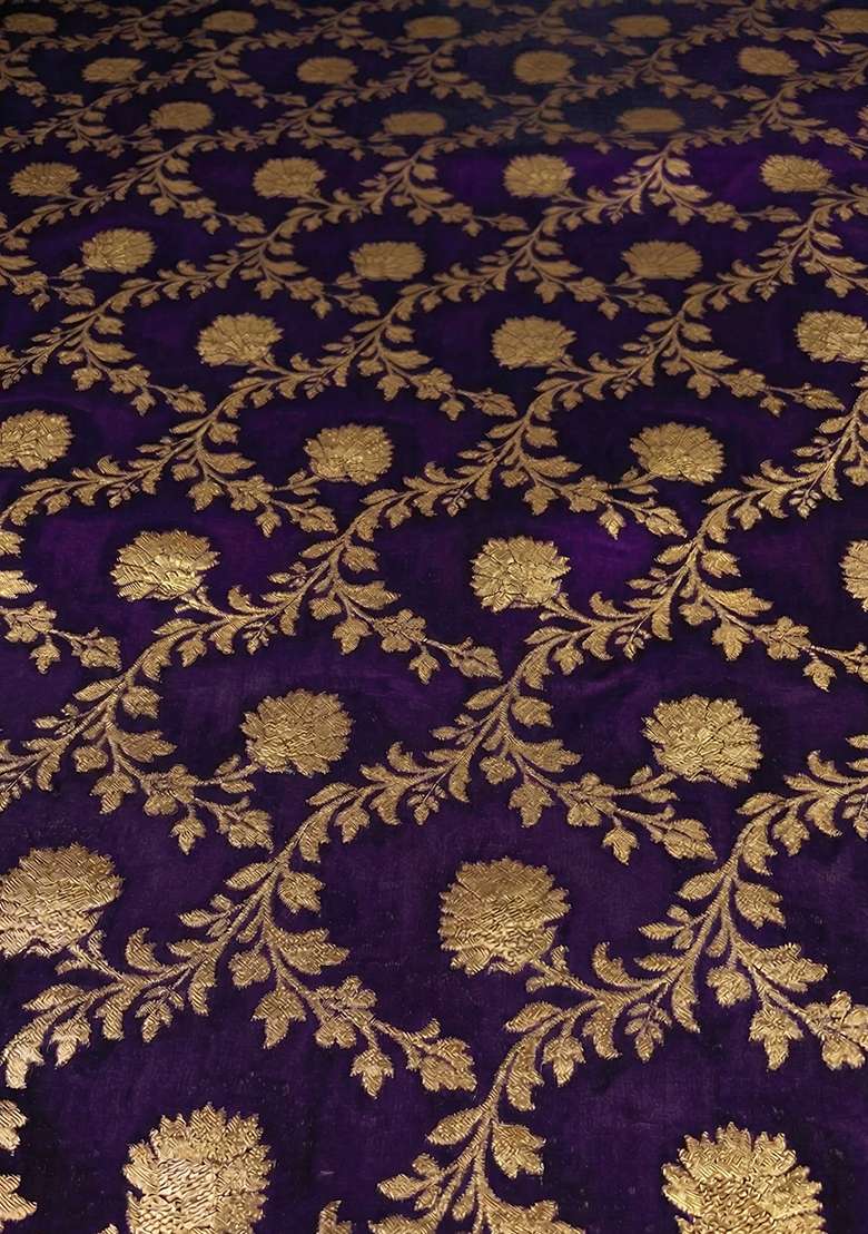 Purple Chanderi Lehenga Set for Diwali and Festive Wear - Indya