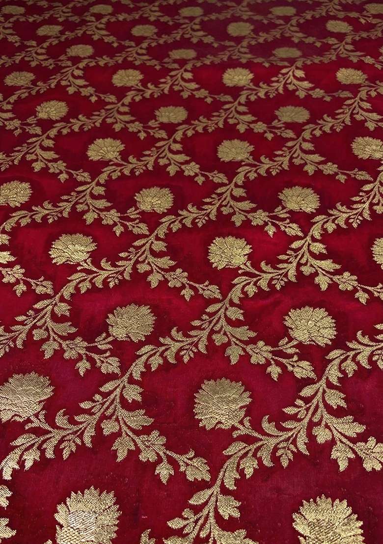 Red Chanderi Lehenga Set for Diwali | Wedding & Festive Wear - Indya