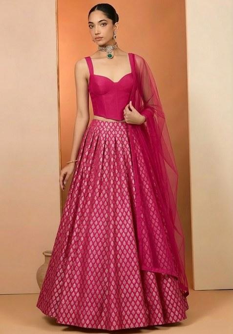 Rani Pink Brocade Lehenga Set