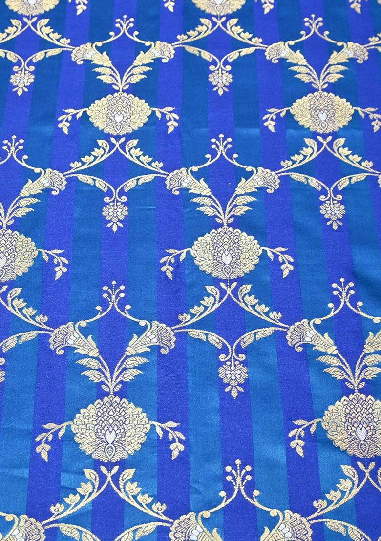 Royal Blue Zari Satin Fusion Set - Indya