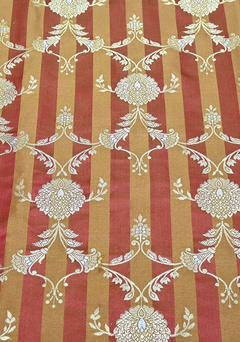 Burnt Orange Zari Satin Fusion Set - Indya