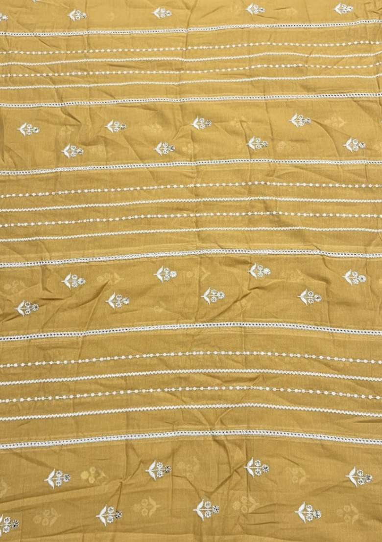 Mustard Embroidered Chanderi Lehenga Set - Indya