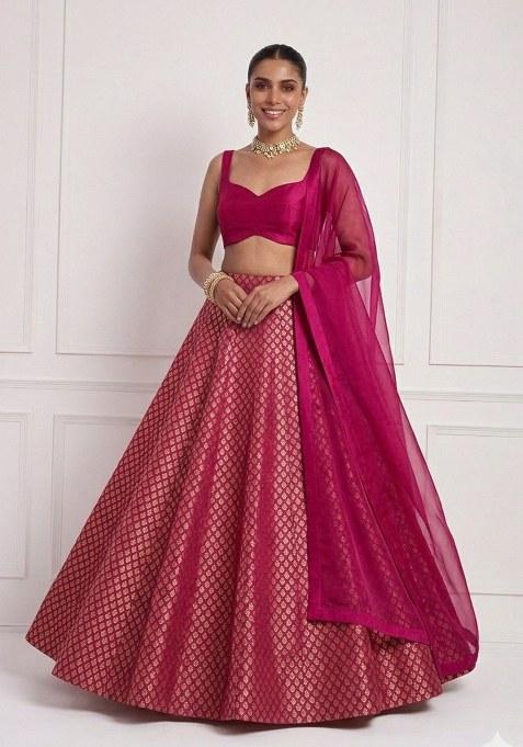 Rani Pink Brocade Lehenga Set