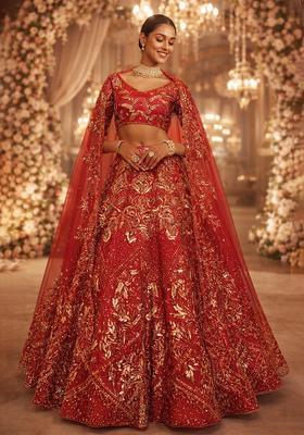 Red Embroidered Bridal Lehenga Set