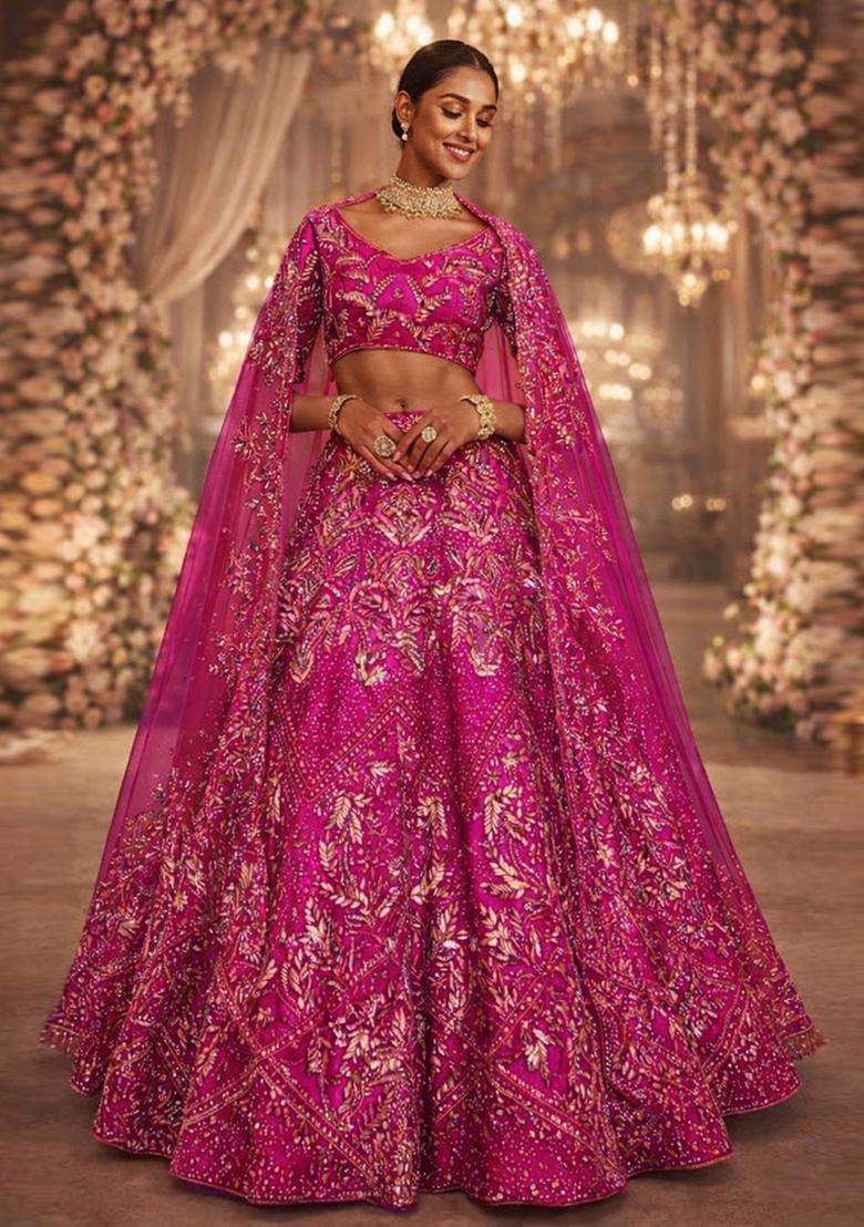 Rani Pink Embroidered Bridal Lehenga Set - Indya