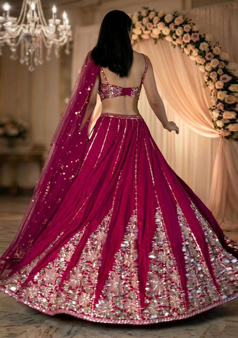 Rani Pink Embroidered Bridal Lehenga Set - Indya
