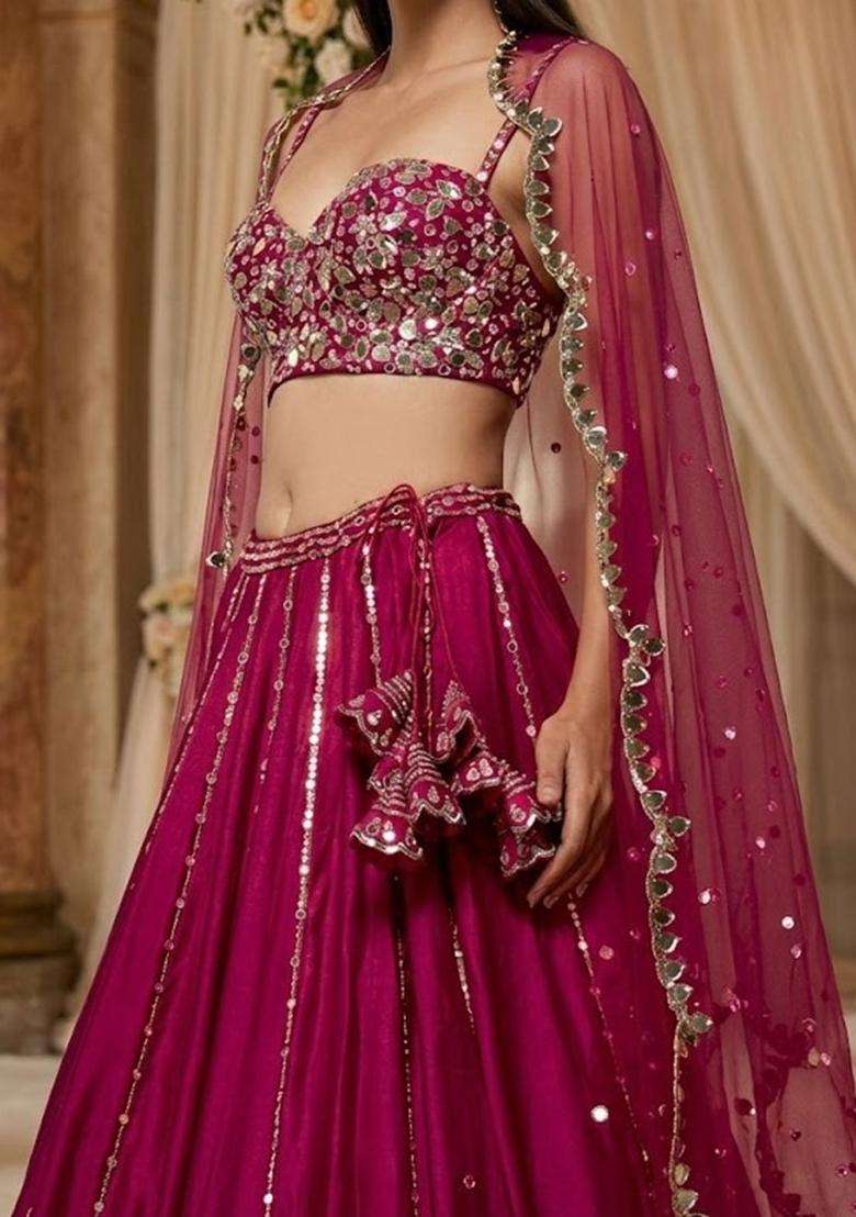Rani Pink Embroidered Bridal Lehenga Set - Indya