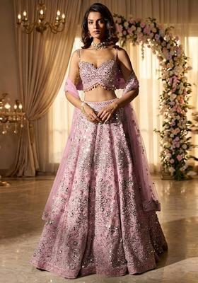 Light Pink Embroidered Bridal Lehenga Set