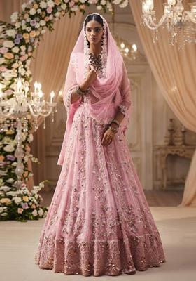 Blush Pink Embroidered Bridal Lehenga Set