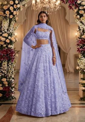 Lavendar  Embroidered Bridal Lehenga Set