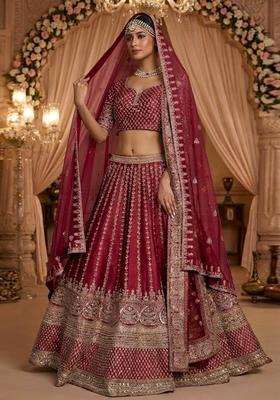 Red Embroidered Bridal Lehenga Set