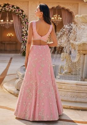 Rose Pink Embroidered Bridal Lehenga Set