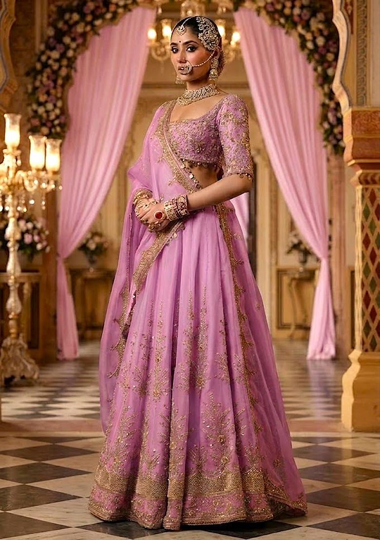 Rani Pink Embroidered&nbsp; Bridal Lehenga Set - Indya