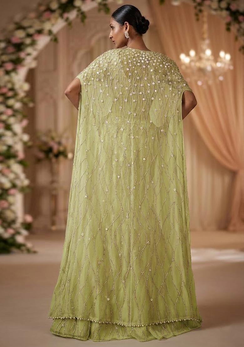 Lime Green Embellished   Bridal Lehenga Set - Indya