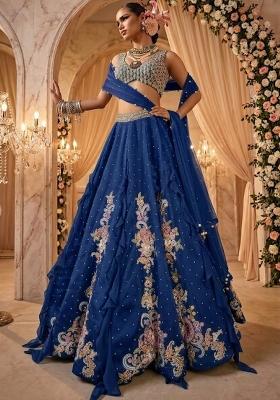 Blue Embellished  Bridal Lehenga Set