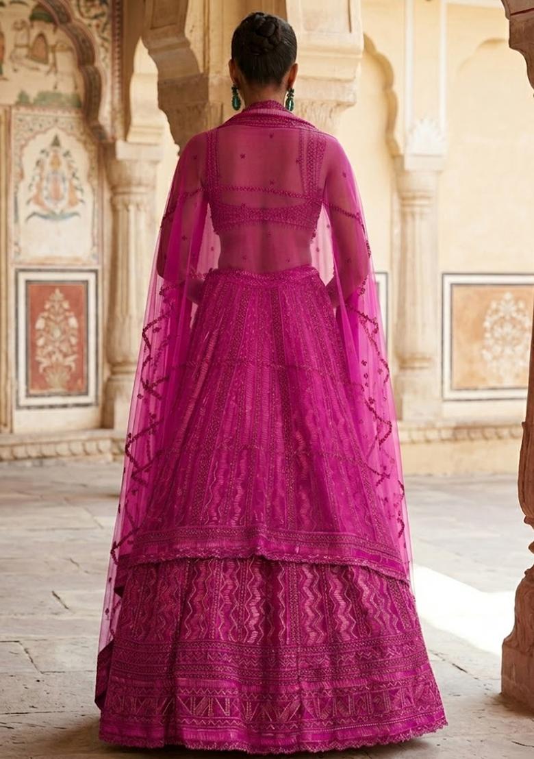 Rani Pink Embroidered Bridal Lehenga Set - Indya