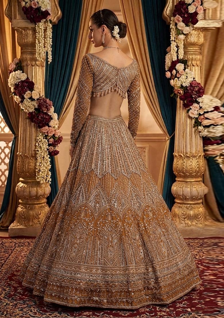 Maroon Embroidered Bridal Lehenga Set - Indya