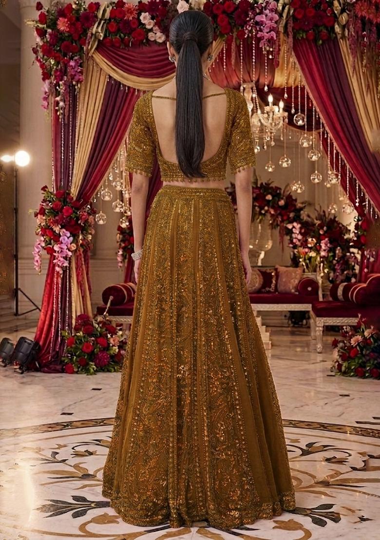 Mehendi Green Embroidered Bridal Lehenga Set - Indya