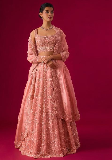 Light Pink Embroidered Bridal Lehenga Set