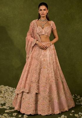 Light Pink Embroidered Bridal Lehenga Set