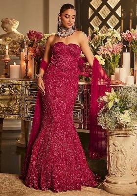 Magenta Embroidered Bridal Lehenga Set