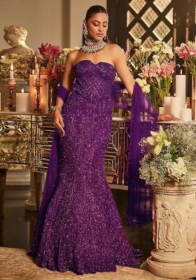 Purple Embroidered Bridal Lehenga Set