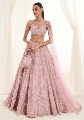 Light Pink Embroidered Bridal Lehenga Set
