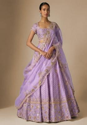 Lavender Embroidered Bridal Lehenga Set