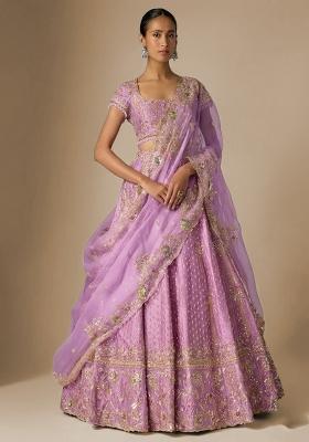 Lavender Embroidered Bridal Lehenga Set