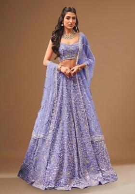 Lavender Embroidered Bridal Lehenga Set