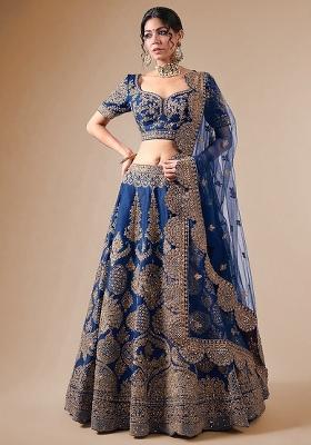 Royal Blue Embroidered Bridal Lehenga Set