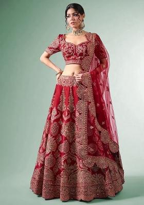 Red Embroidered Bridal Lehenga Set