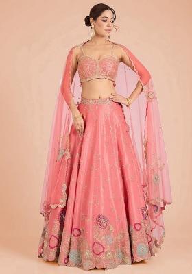 Light Pink Embroidered Bridal Lehenga Set