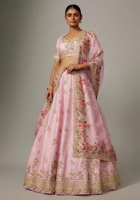 Lavender Embroidered Bridal Lehenga Set — view on Indya