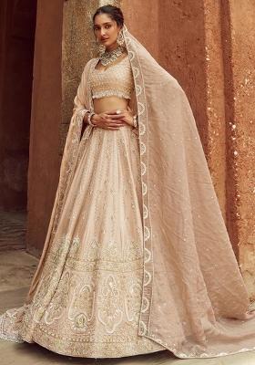 Nude Beige Embroidered Bridal Lehenga Set