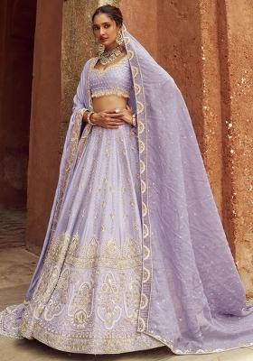 Lavender Embroidered Bridal Lehenga Set