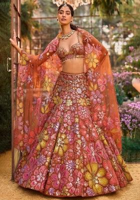 Multi Embroidered Bridal Lehenga Set