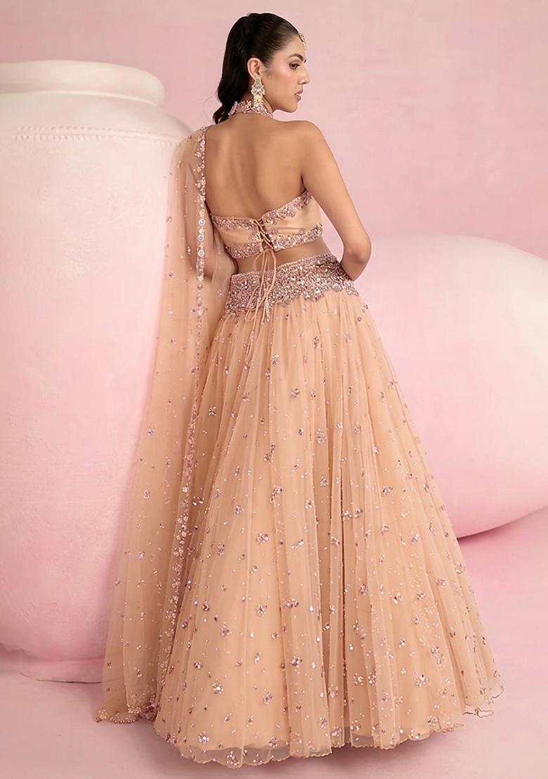 Cream Embroidered Bridal Lehenga Set - Indya