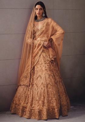 Golden Amber Embroidered Bridal Lehenga Set