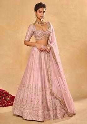 Light Pink Embroidered Bridal Lehenga Set
