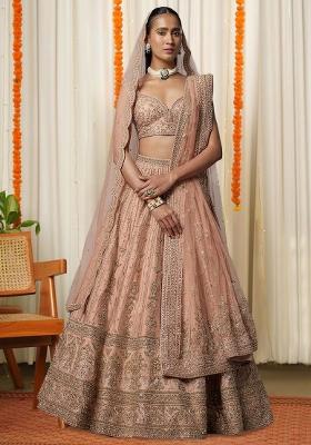 Beige Embroidered Bridal Lehenga Set