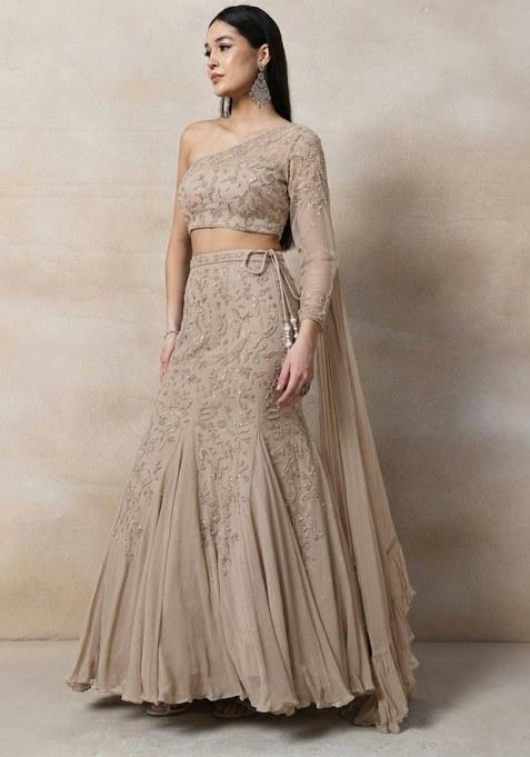 Beige Embellished Designer Lehenga Set