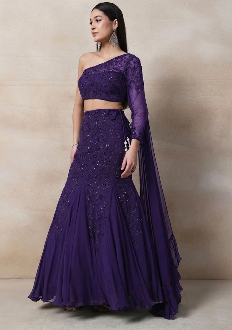 Violet Embellished Designer Lehenga Set - Indya