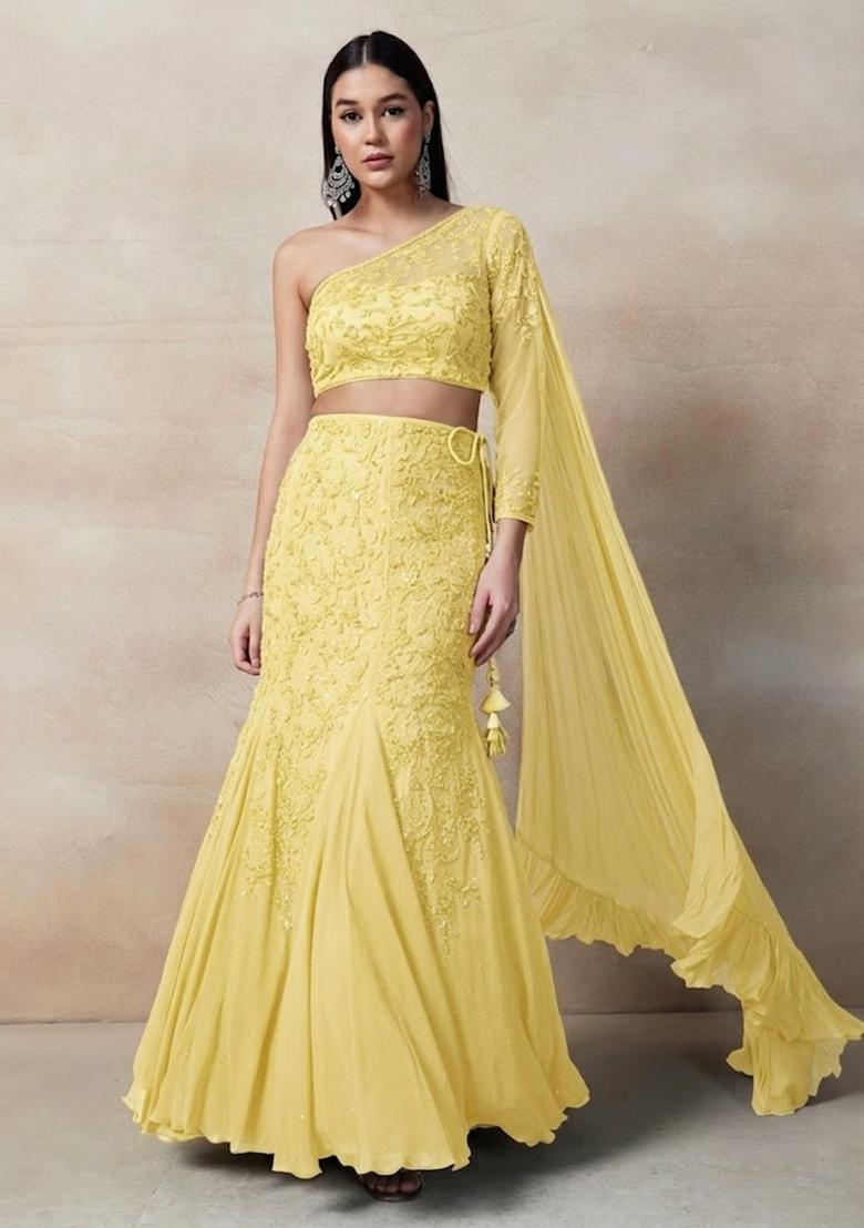 Yellow Embellished Designer Lehenga Set - Indya