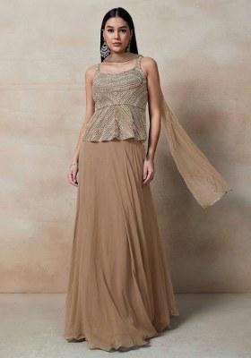 Beige Embellished Designer Lehenga Set
