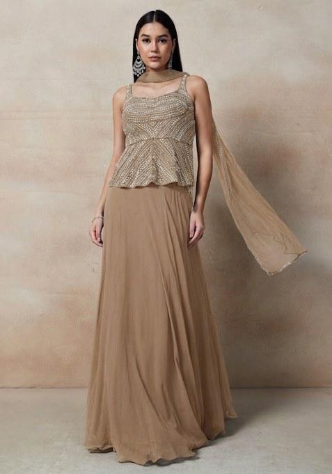 Beige Embellished Designer Lehenga Set
