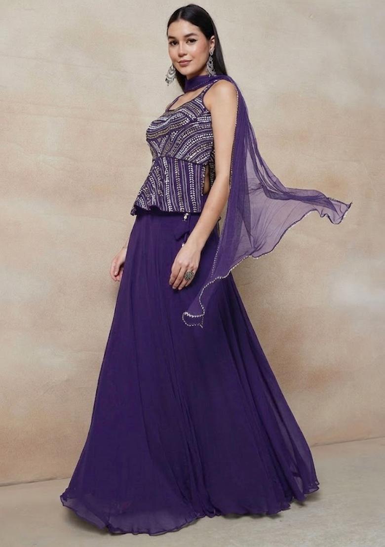 Violet Embellished Designer Lehenga Set - Indya