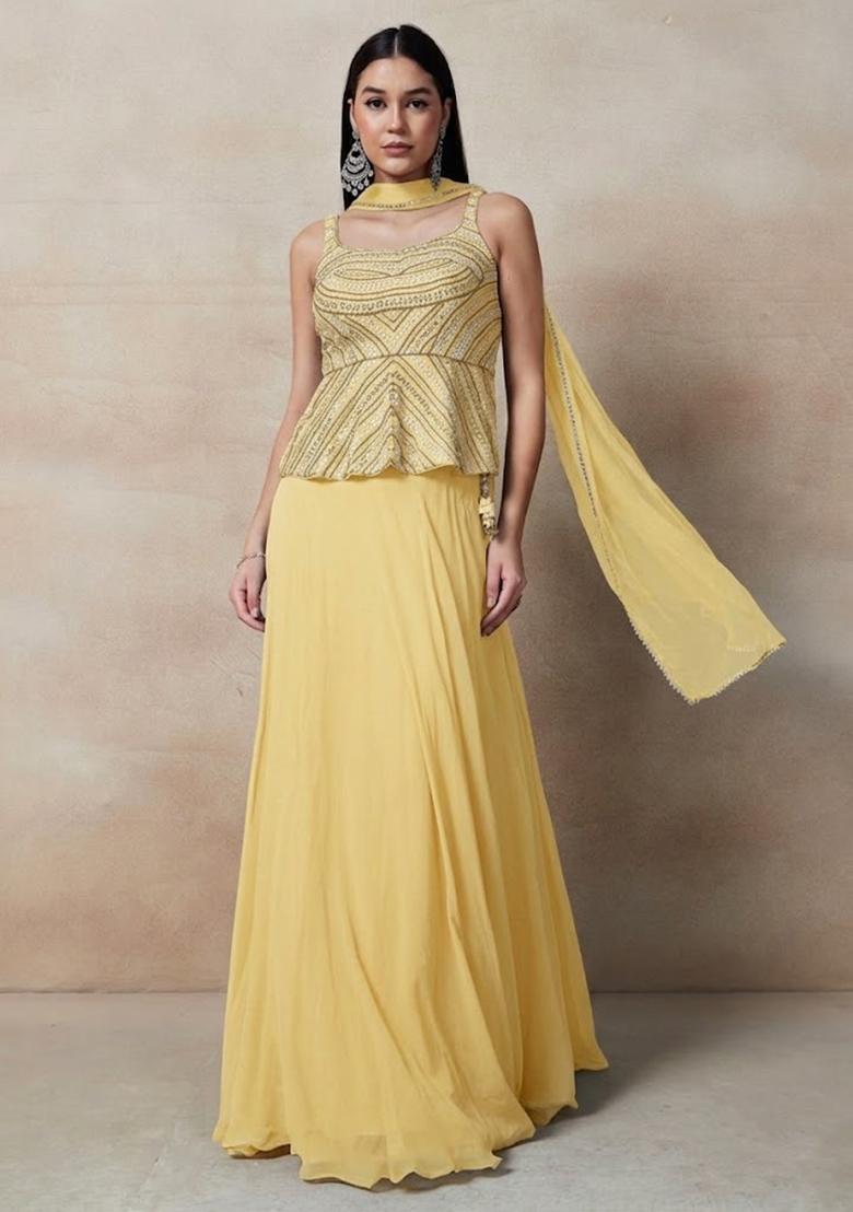 Yellow Embellished Designer Lehenga Set - Indya