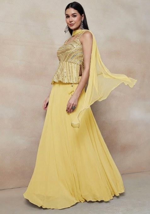 Yellow Embellished Designer Lehenga Set
