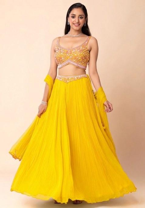 Yellow Embroidered Designer Lehenga Set